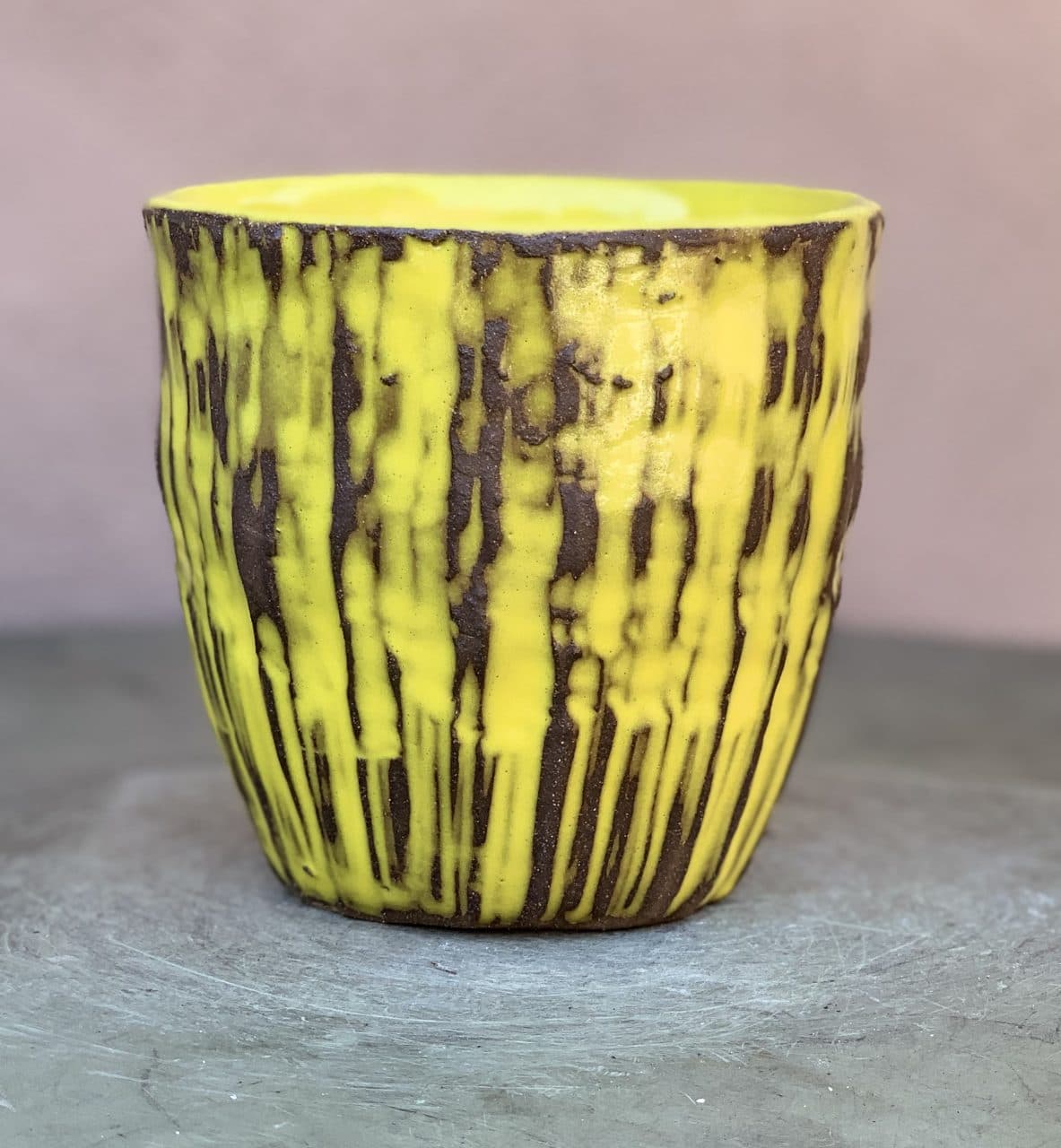 5" Chartreuse Bamboo Planter