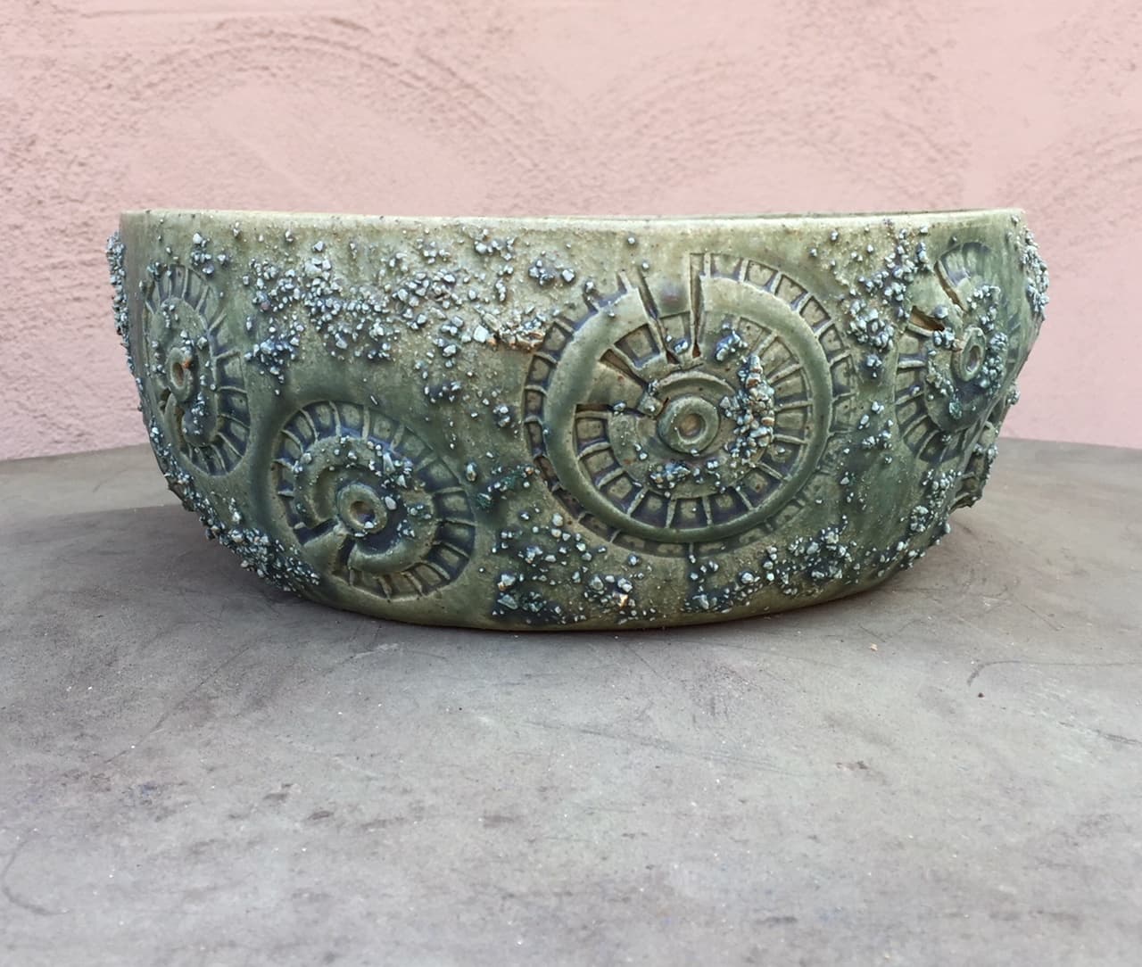 9" Green Fossil Planter