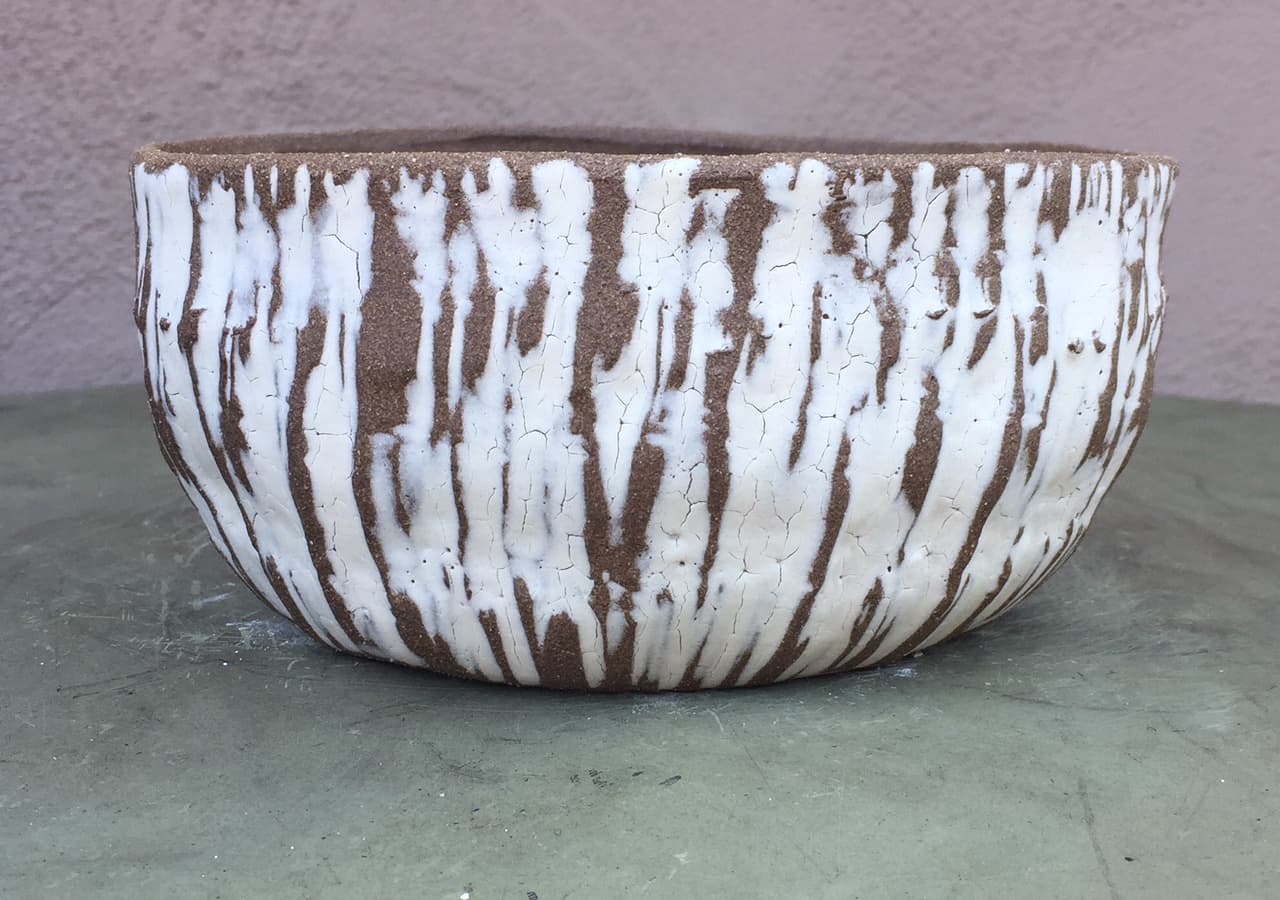 6" Antique White Bamboo Planter