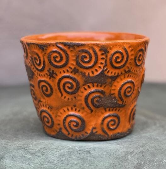 4" Orange Swirl Planter