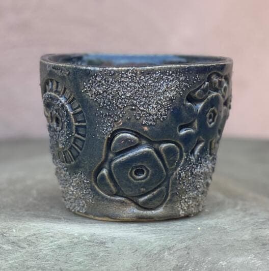 4" Navy Fossil Planter