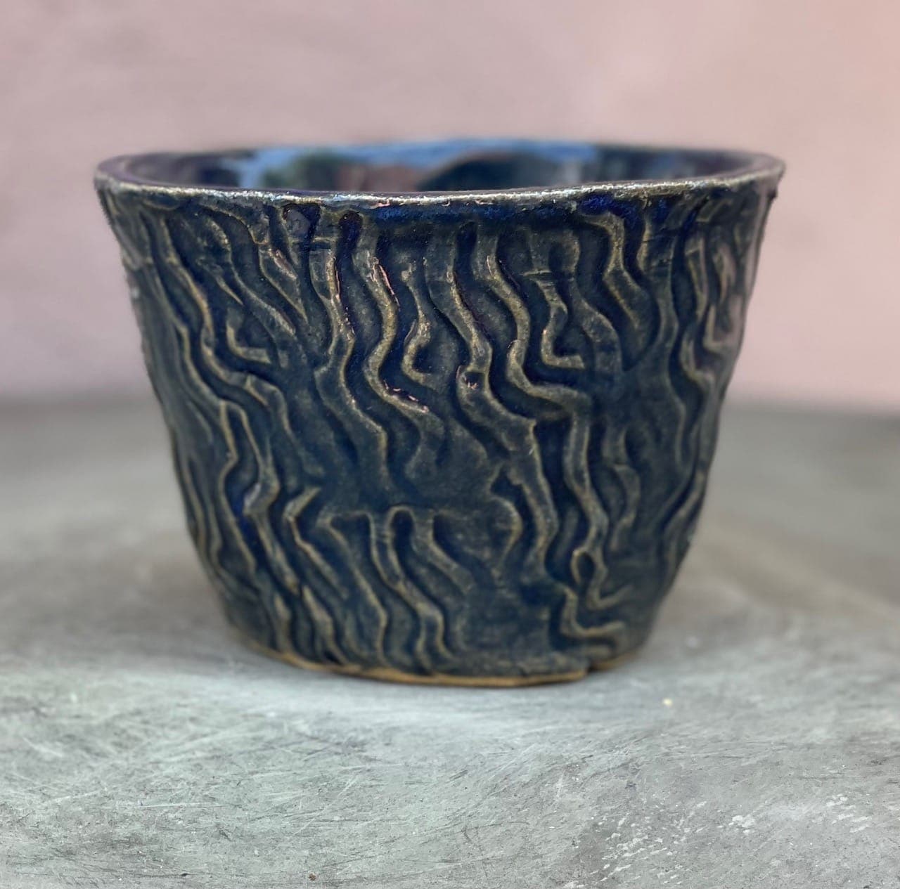 4" Navy Ripple Planter