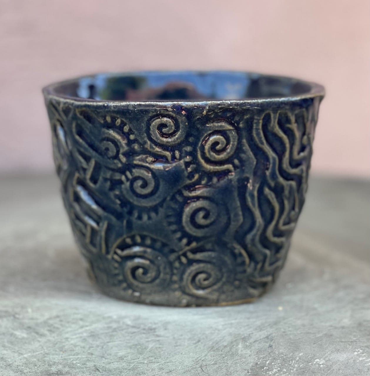 4" Navy Mosaic Planter