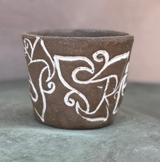 4" Antique White Geo Planter