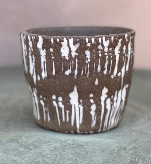 4" Antique White Bamboo Planter