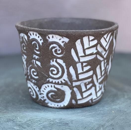 4" Antique White Mosaic Planter