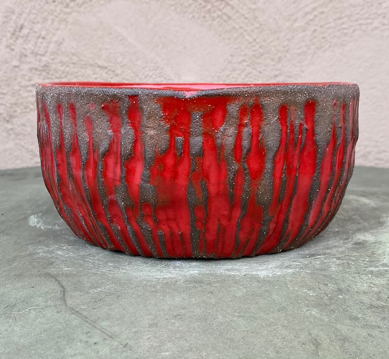 6" Red Bamboo Planter
