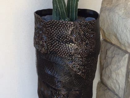 Large Metallic Black Planter