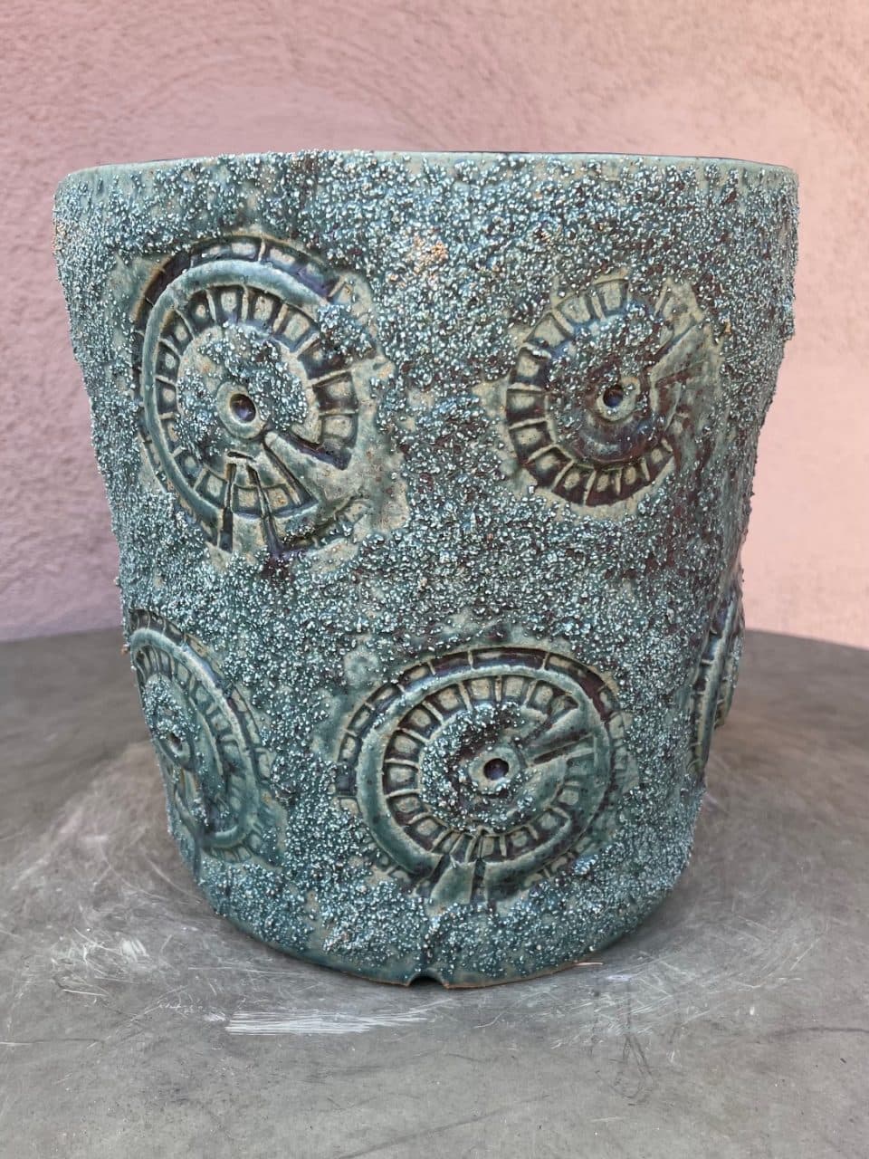 8" Green Fossil Planter
