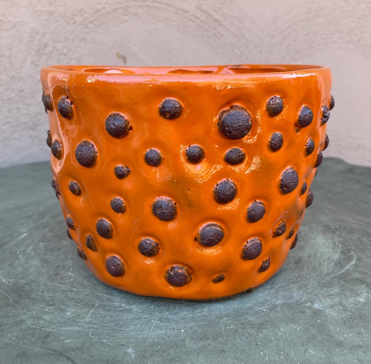 7" Clementine Orange Moonstone Planter