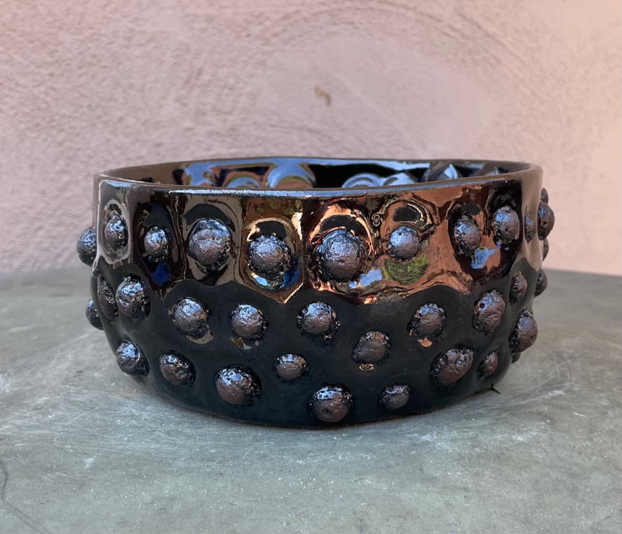 6" Metallic Black Moonstone Planter