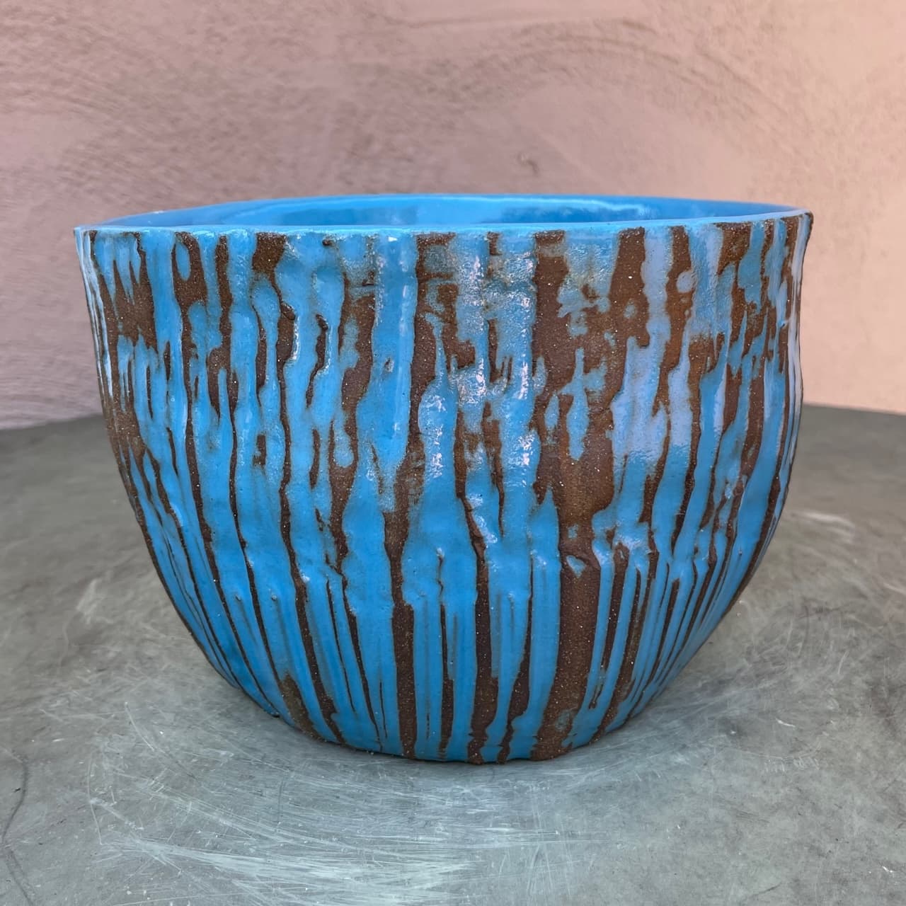 7" Turquoise Bamboo Planter