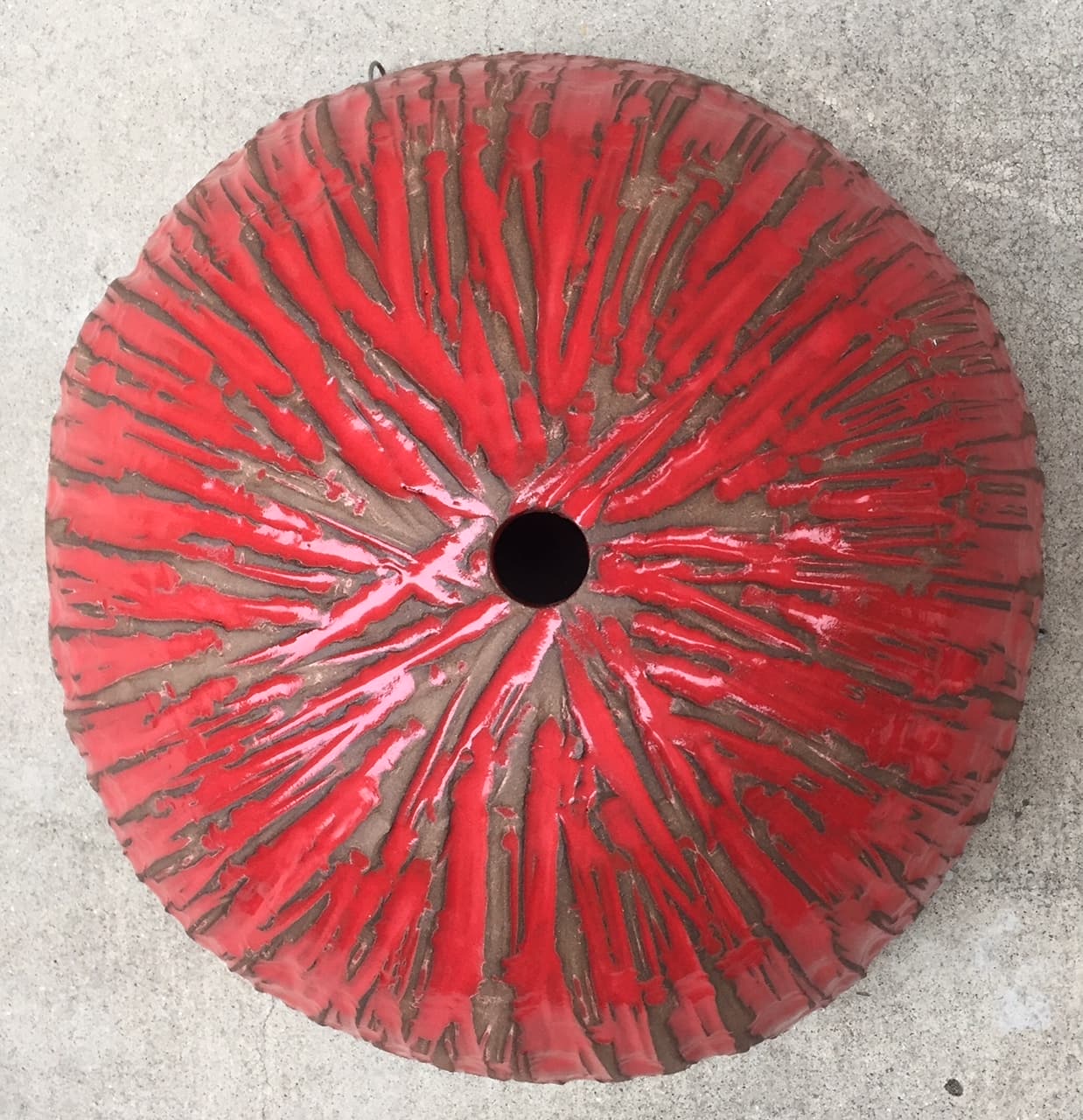 12" Red Bamboo Hanging Planter - Image 2