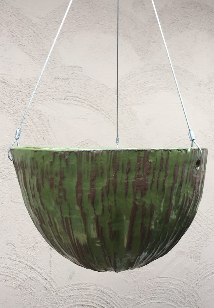 9" Avocado Bamboo Hanging Planter