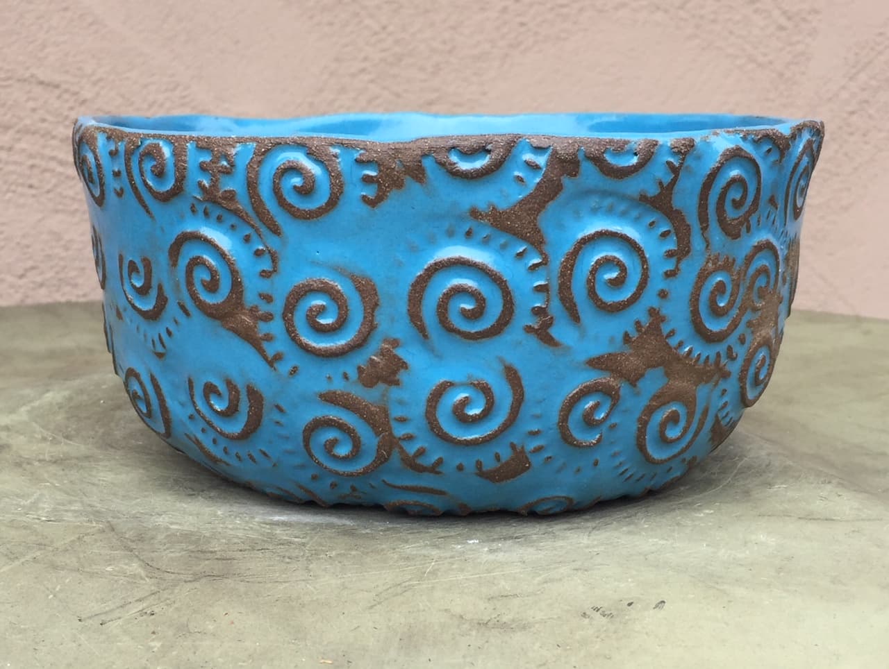 6" Turquoise Swirl Planter