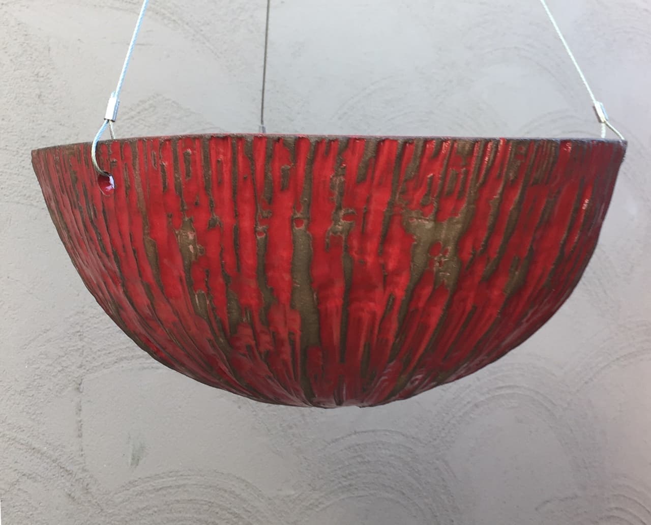 12" Red Bamboo Hanging Planter